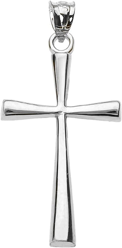 .925 Sterling Silver Simple Classic Flared Cross Pendant - WORLD TIME VISITS