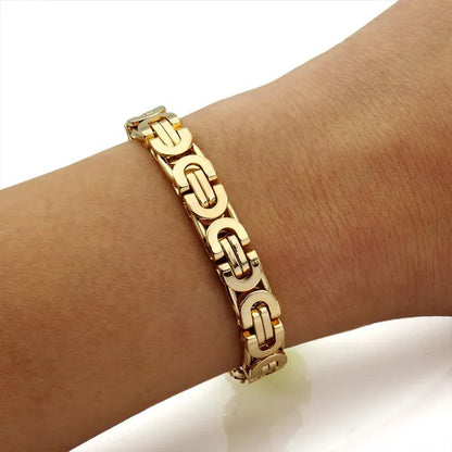 Davieslee Mens Fashion Flat Byzantine Link Silver Tone Stainless Steel Chain Bracelet