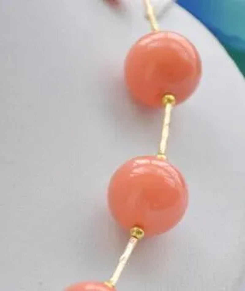 16mm round coral-pink south sea shell pearl necklace 20inch