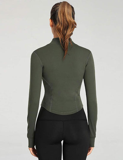 Women'S Athletic Full Zip Lightweight Workout Jacket with Thumb Holes