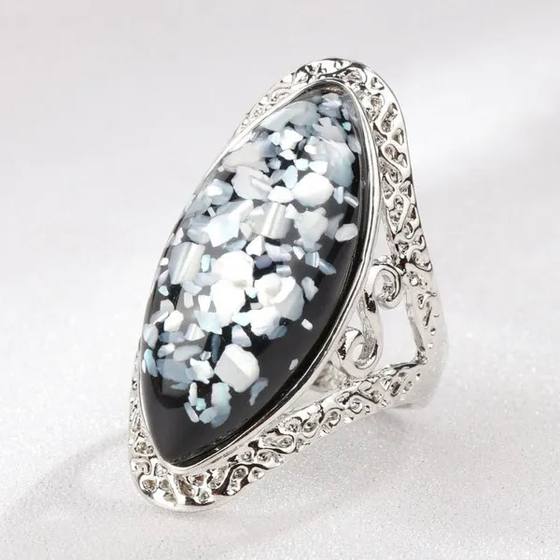 Vintage Jewelry Magic Natural Shell Silver Ring Ancient Silver Carved Big Ring Couple Antique Jewelry Sterling Silver Bride Wedding Engagement Vintage Men Ring Gift Aneis Feminino Bijoux
