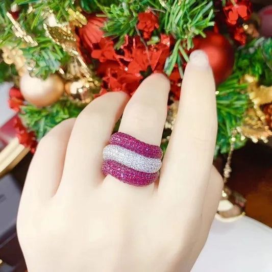 Luxury Silver Natural Gemstones Ruby Sapphire Multilayer Rings Birthstone Engagement Rings Wedding Anniversary Bride Women Ring Size 6 7 8 9 10 - WORLD TIME VISITS