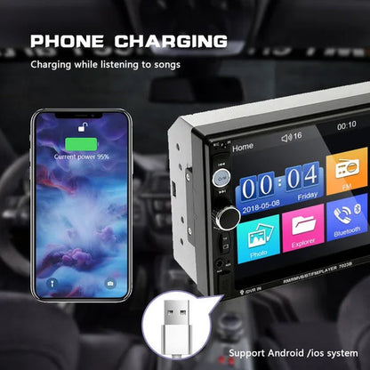 New 7'' HD 1080P 2 Din Touch Screen Autoradio Bluetooth Car Stereo Radio Car MP5 Player Build-In FM AUX USB SD Function Support Mirror Link + Backup Camera(Optional)