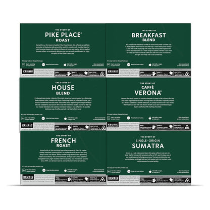 K-Cup Coffee Pods, Medium and Dark Roast Coffee Variety Pack for Keurig Brewers, 100% Arabica, 6 Boxes (60 Pods Total)