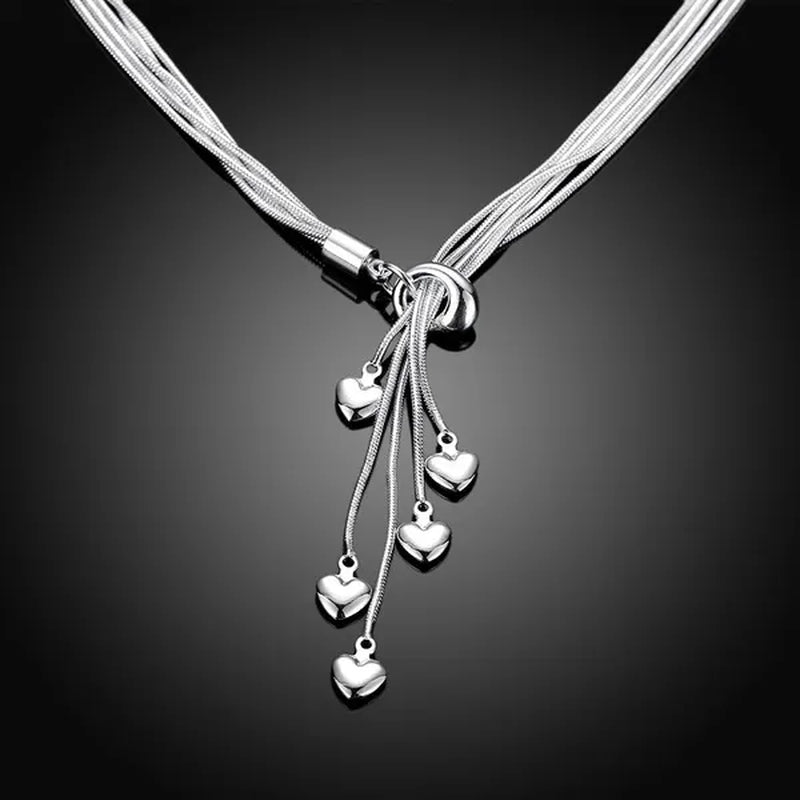 925 Sterling Silver Jewelry Bracelet Pure Necklace Jewelry Earring Set for Women with High-quality Heart-shaped Wedding and Engagement Jewelry