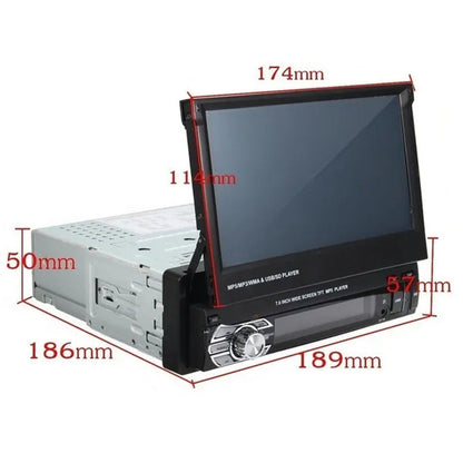 1DIN 7" HD Retractable Touch Screen Car Stereo Audio Bluetooth Car Radio Support Bluetooth/Usb/Aux/Fm/Am Mirrorlink+ SWC+ Rearview Camera (Optional)