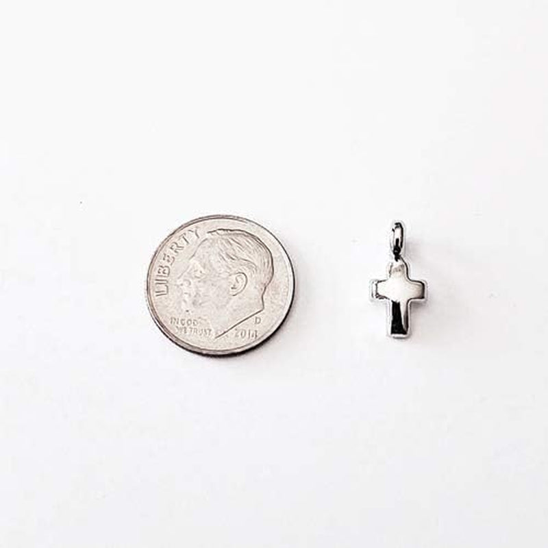 Sterling Silver Tiny Cross Charm Necklace, 18"