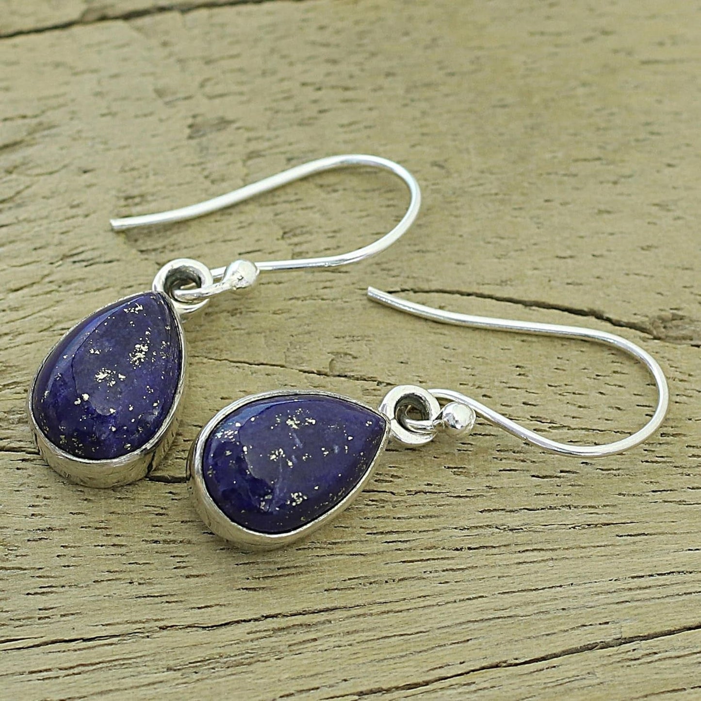 Artisan Handcrafted Lapis Lazuli Dangle Earrings | .925 Sterling Silver Hook Earrings | Handmade Dangle Earring | Jewelry Dangle Earring | Artisan Earrings | Blue Birthstone Themed Earrings