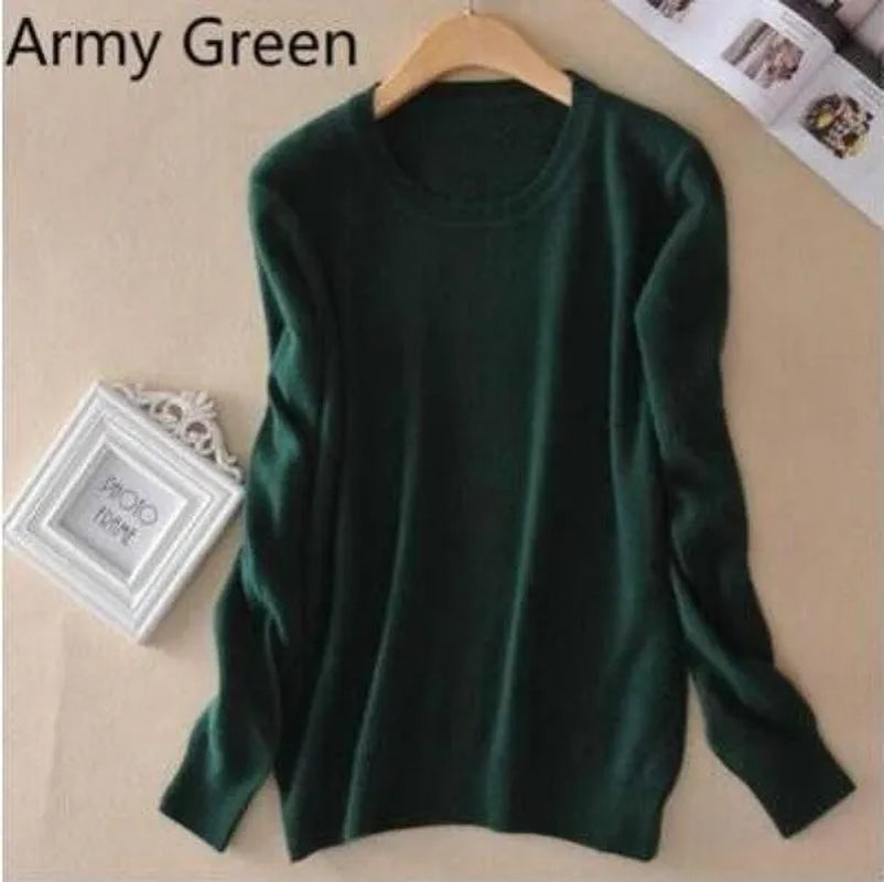 18 Colors Wool Pure Cashmere Sweater Women Soft Pullovers O-Neck Pull Femme Long Sleeve Sweaters Pullovers