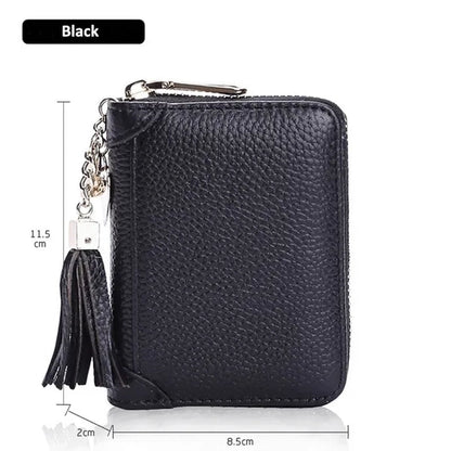 20/40/60bits Leather Multi-slots Zipper Card Holder Wallet With Tassel Heart Pedant