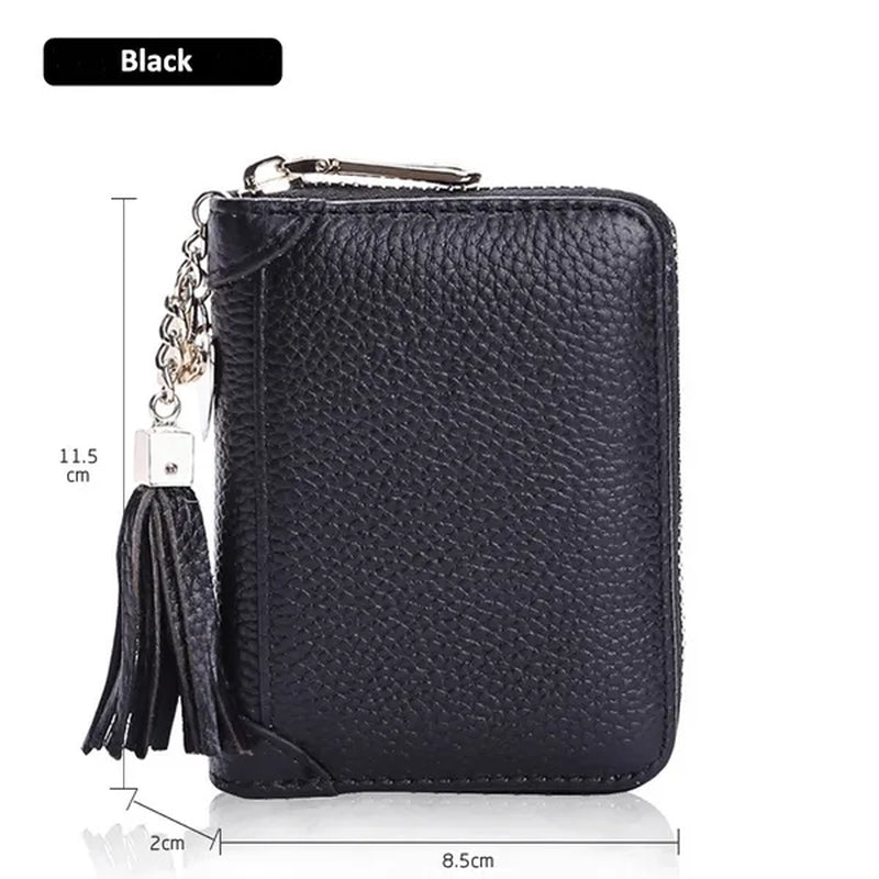 20/40/60Bits Leather Multi-Slots Zipper Card Holder Wallet with Tassel Heart Pedant