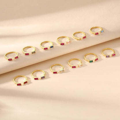 Birthstone Rings for Women Dainty Emerald Blue Ring Birthday Gifts for Mom Her Gemstones CZ Ring for Teens Gold Rings That Don'T Tarnish Adjustable Ring Jewelry Gifts