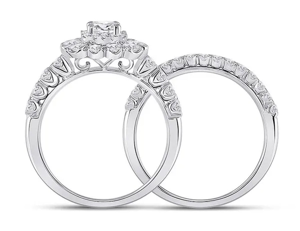 1.80 Carat (Ctw G-H, I1-I2) Emerald-Cut Diamond Engagement Ring and Wedding Band in 14K White Gold