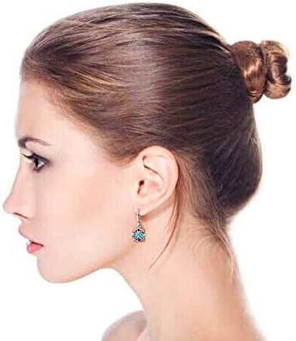Western Jewelry Multicolor Gemstone Orange Purple Turquoise round Circle Oval Medallion Disc Dangle Earrings for Women Oxidized .925 Sterling Silver Lever Back
