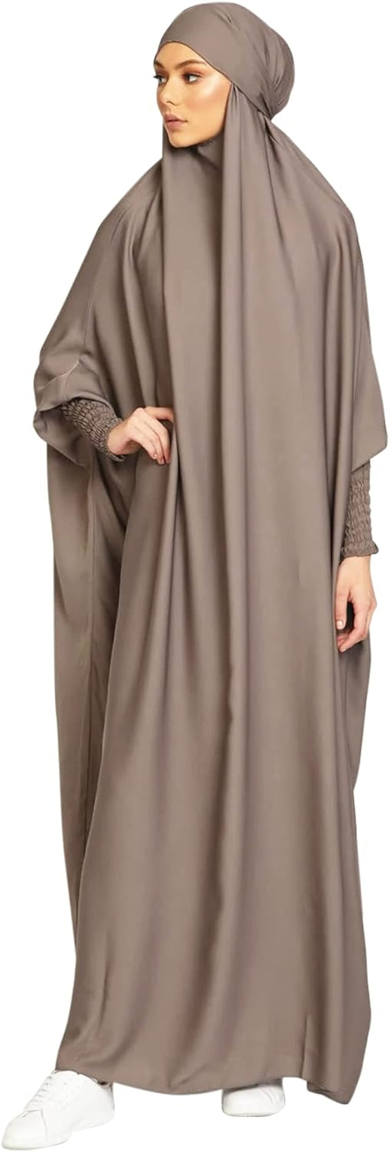 Women'S Solid Abaya Muslim Dress One-Piece Full Length Prayer Robe Overall Hijab Thobe Hooded Abaya Dress