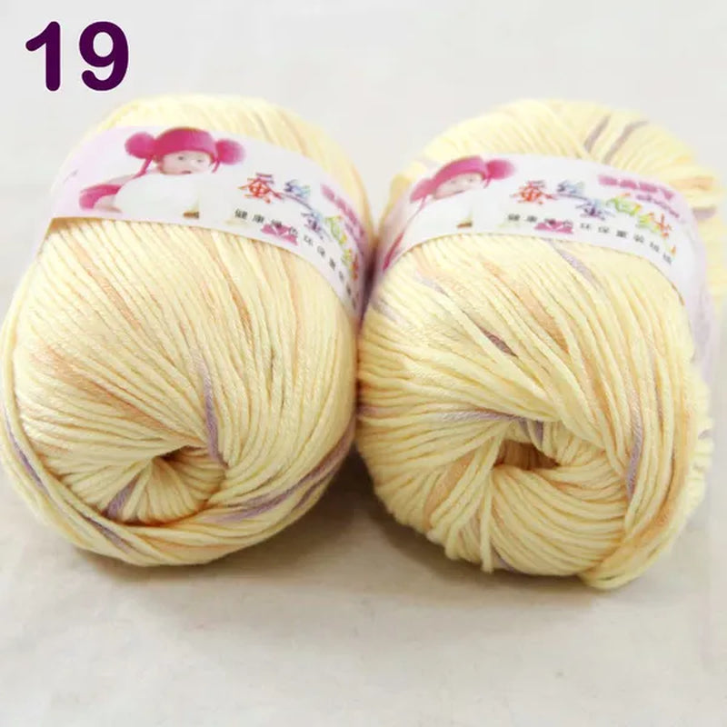 Sale New 300G/882Y Soft Cashmere Silk Wool Hand Knitting Baby Yarn Yellow Purple 1819
