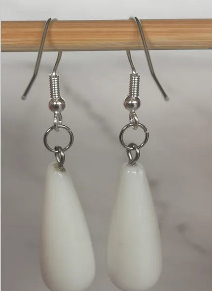 1Pair Option 29X10MM Water Drop Amethyst Clear Quartz Lapis Lazuli Turquoise Rose Quartz Opal Tiger Eye Drop Earrings