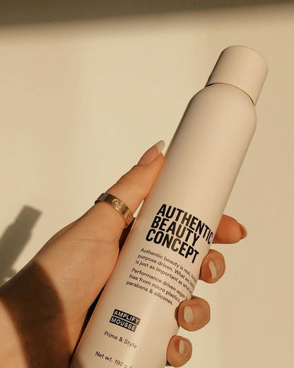 Authentic Beauty Concept Amplify Mousse | Volumizing Mousse | Lightweight Medium Hold Styling | Heat Protection | All Hair Types | Vegan & Cruelty-Free | Silicone-Free | 6.7 Oz