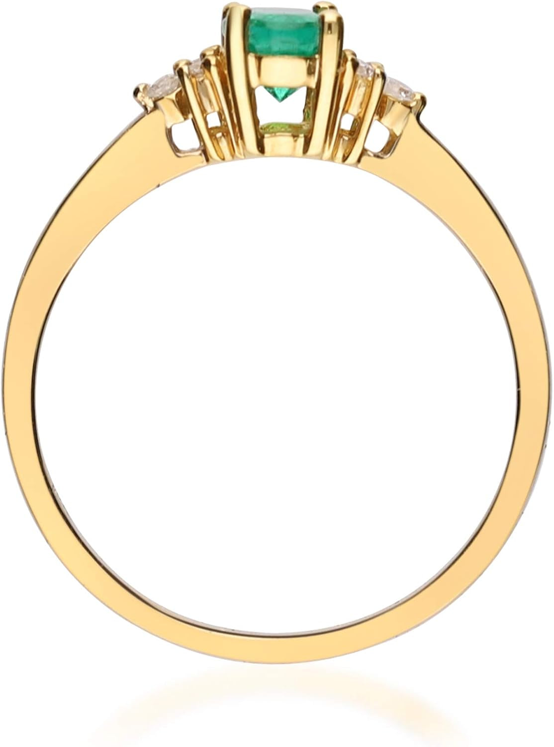 10K Yellow Gold Natural Zambian Emerald Ring with Natural Diamonds for Women | Ethically, Authentically & Organically Sourced Oval-Cut Emerald Hand-Crafted Jewelry for Her | Emerald Ring for Women.