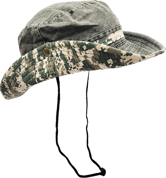 Outdoor Boonie Sun Hat for Hiking, Camping, Fishing, Operator Floppy Military Camo Summer Cap for Men or Women