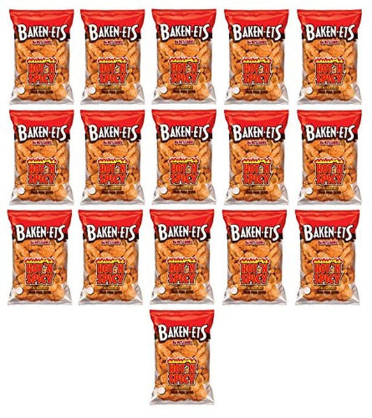Baken - Ets Chicarrones, Hot'N Spicy Fried Pork Skins: 16 Bags of 1 Oz - Tj - WORLD TIME VISITS