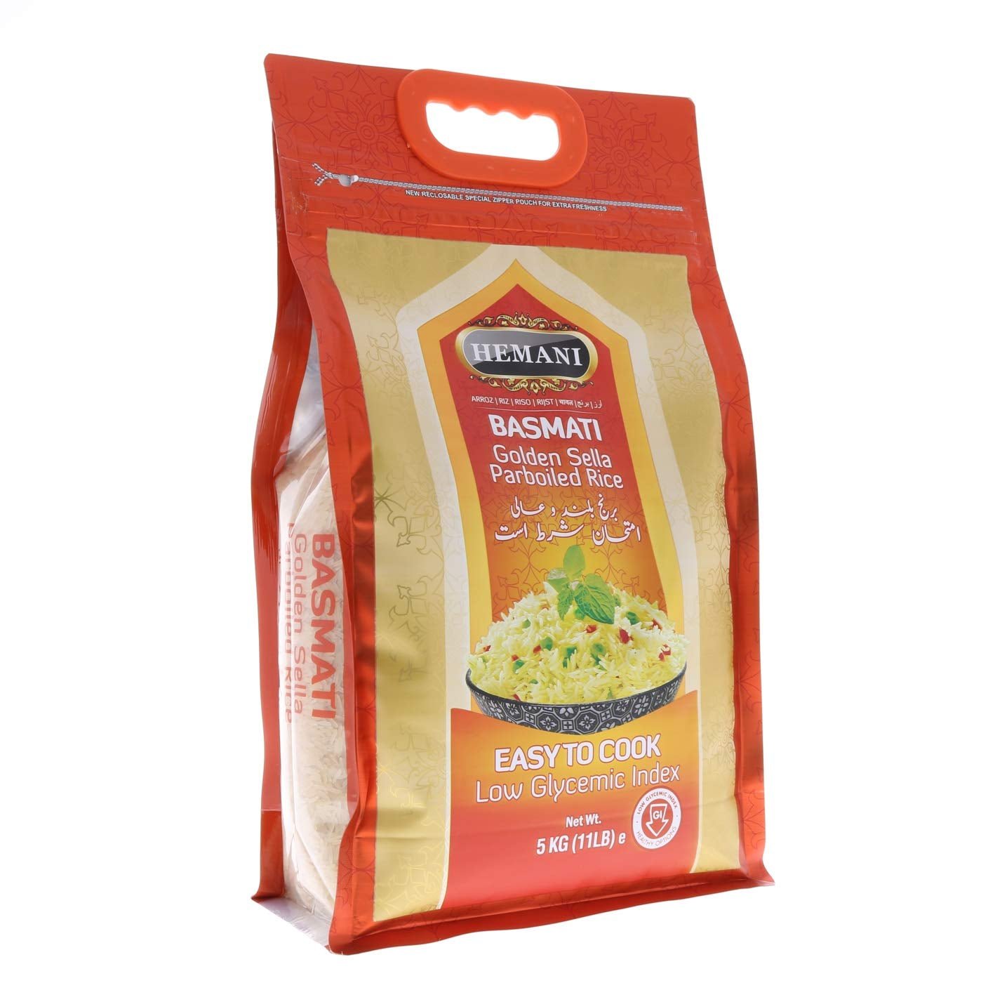 Basmati Golden Sella Parboiled Rice 11LB - Great Value Savings - 1 LB FREE - Easy to Cook - Low Glycemic Index (1 Pack: 11 Pounds)