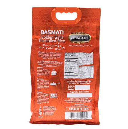 Basmati Golden Sella Parboiled Rice 11LB - Great Value Savings - 1 LB FREE - Easy to Cook - Low Glycemic Index (1 Pack: 11 Pounds) - WORLD TIME VISITS