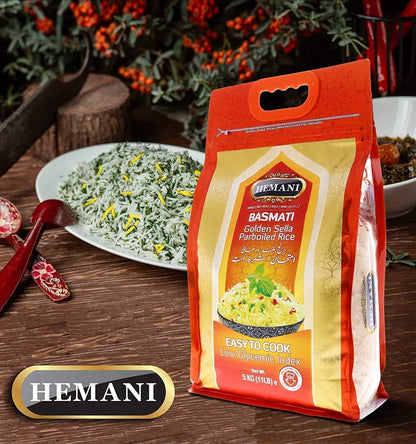 Basmati Golden Sella Parboiled Rice 11LB - Great Value Savings - 1 LB FREE - Easy to Cook - Low Glycemic Index (1 Pack: 11 Pounds)