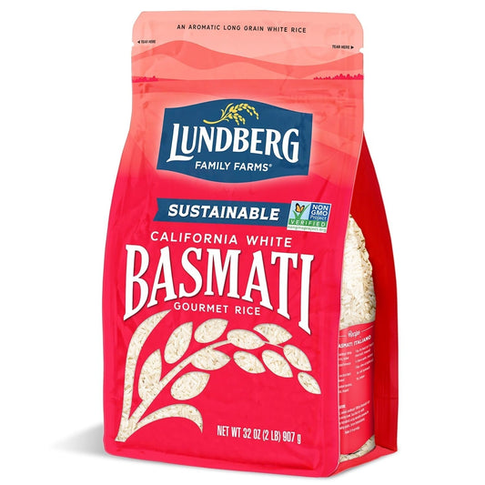 Basmati Rice, Long Grain White Rice - Non - Sticky, Fluffy, Nutty, Aromatic Rice, Vegan Food, Healthy Meals, Gluten - Free Rice Grown in California, 32 Oz - WORLD TIME VISITS