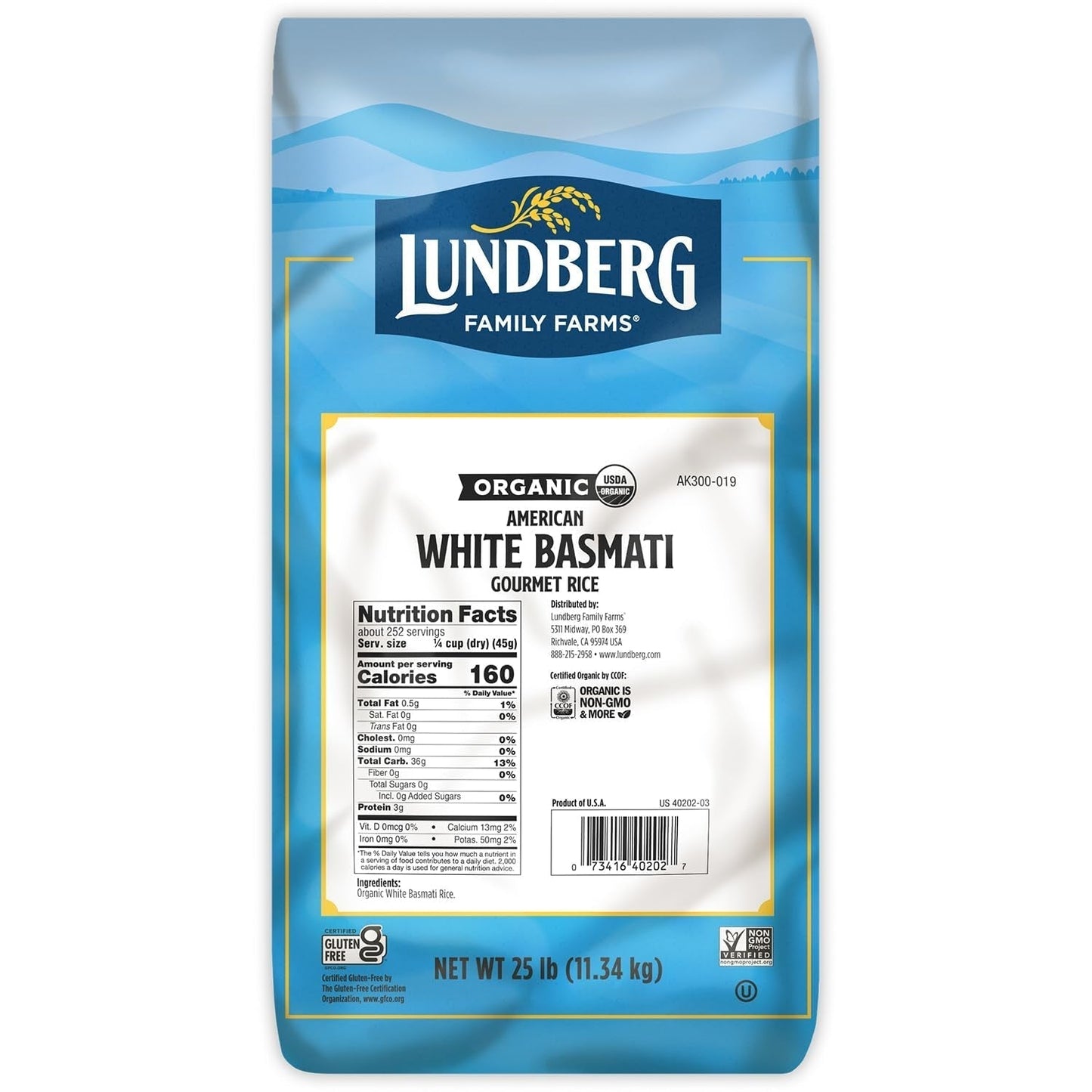 Basmati Rice, Organic Long Grain White Rice - Non - Sticky, Fluffy, Nutty, Aromatic Rice, Vegan Food, Healthy Meals, Gluten - Free Rice Grown in California, 25 Lbs - WORLD TIME VISITS