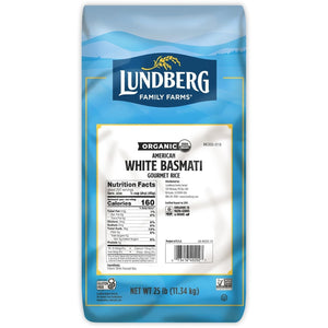 Basmati Rice, Organic Long Grain White Rice - Non-Sticky, Fluffy, Nutty, Aromatic Rice, Vegan Food, Healthy Meals, Gluten-Free Rice Grown in California, 25 Lbs