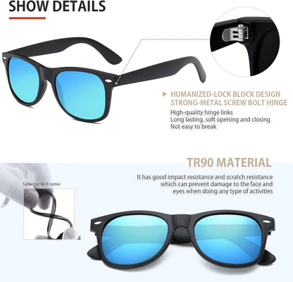 Sunglasses Men Polarized Sunglasses for Mens and Womens,Black Retro Sun Glasses Driving Fishing UV Protection