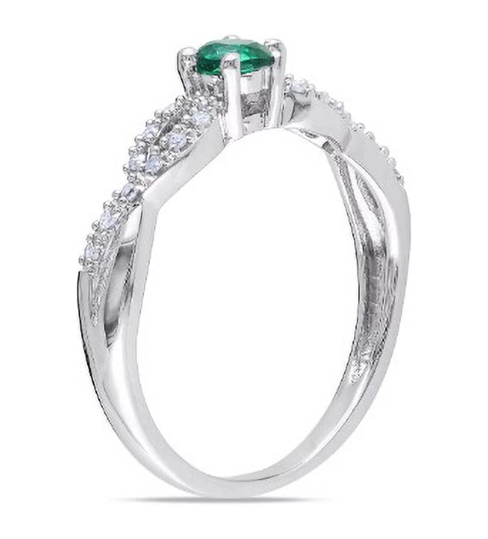 Women'S 1/10 CT Created Emerald 1/10 CT T.W. Diamond Sterling Silver Infinity Symbol Ring