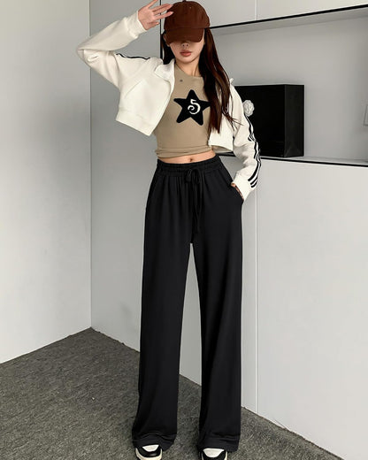 Womens Wide Leg Pants Loose Sweatpants High Waist Stretchy Comfy Athletic Casual Lounge Pants with Pockets - WORLD TIME VISITS