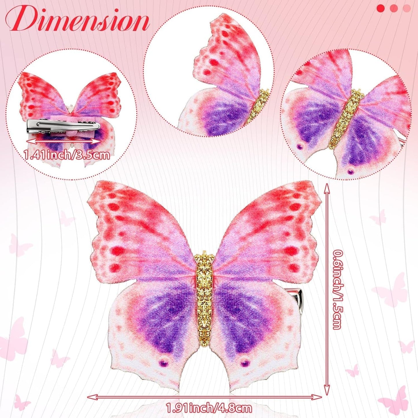 18 Pieces Glitter Butterfly Hair Clips for Girls Teens Women Hair Accessories (Dreamy Style)