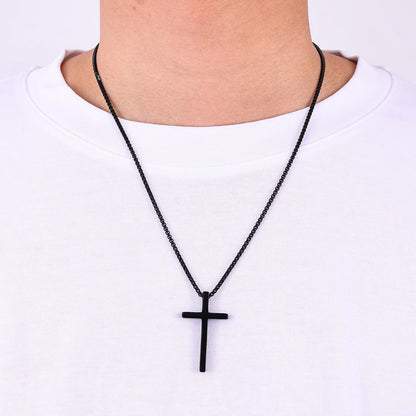Cross Necklace for Men, Inspirational Bible Verse Cross Chain for Men, Stainless Steel Box Necklace, Religious Christian Jewelry Gift