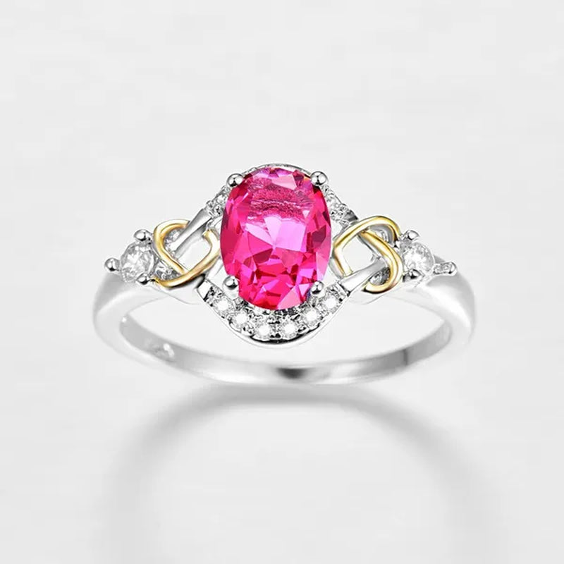 Fashion Wedding Bride Oval Cut Rainbow Blue Topaz Sapphire Ruby Gemstone Jewelry Ring