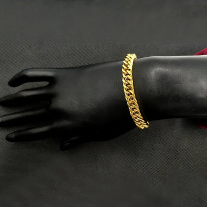 24K Solid Gold Twisted Pattern Bracelet Set Men's and Women's Bracelets Gold Jewelry