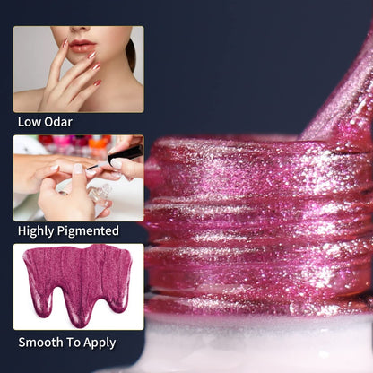 12 Colors Cat Eye Gel Nail Polish Set Not Black Magnetic Nail Polish Set Holographic Glitter 9D Galaxy Series Cat Eye Gel Polish Set with 2 Magnet Stick for Home DIY Soak off UV LED