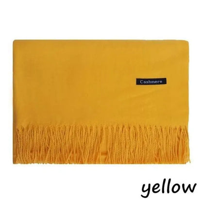 Women Cashmere Wool Scarf Wraps Warm Blanket Scarves Women Solid Color Cashmere Scarves with Tassel Poncho Cashmere Scarfs