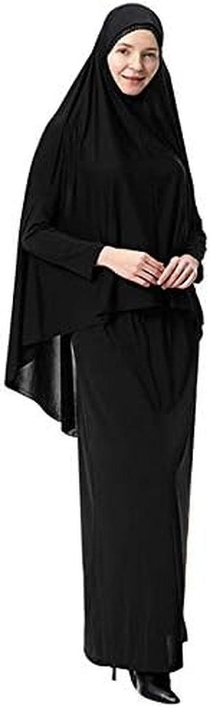 Muslim Women'S Two-Piece Prayer Dress Hijab Scarf Full Length Islamic Abaya Set for Hajj Umrah