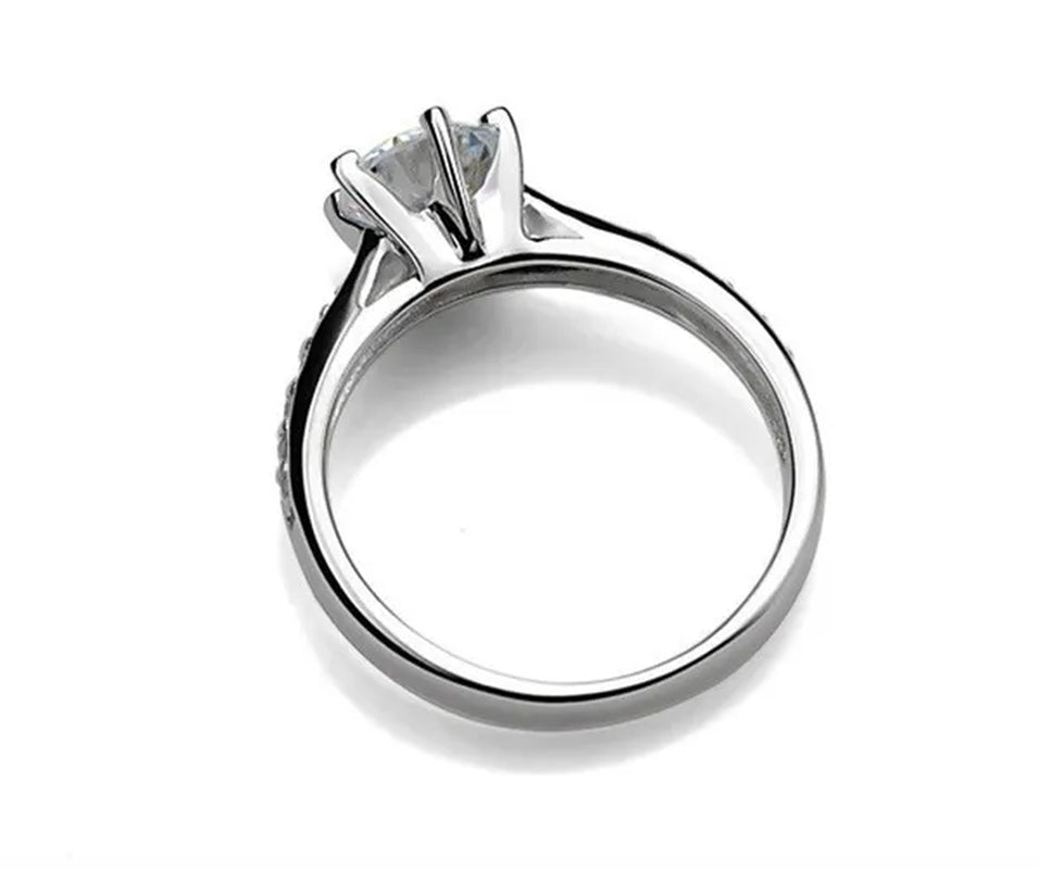 2016 Brand Female Fashion Ring 1Ct Cz Diamond Ring 925 Sterling Silver Ring Engagement Wedding Band Ring for Women Finger Ring RW1219