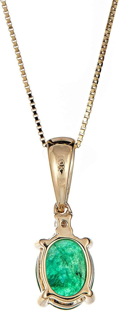 10K Yellow Gold Natural Emerald Diamond (SI1) Pendant for Women