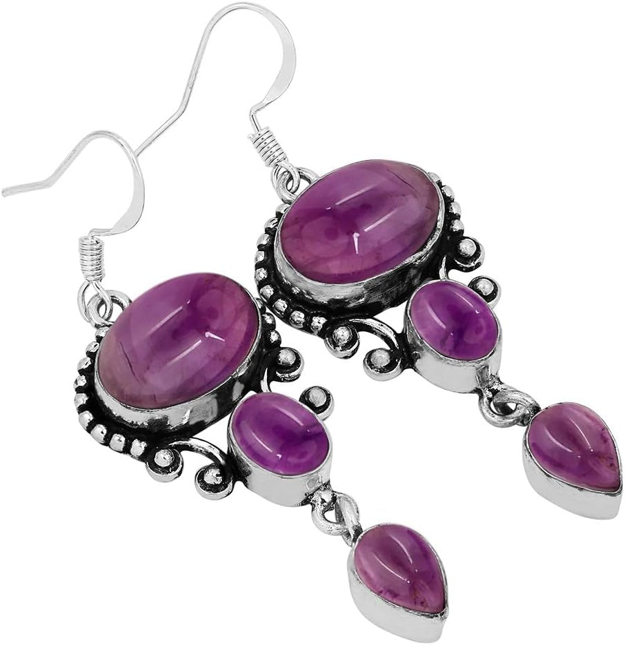 16.96Cts Natural Semi Precious Gemstones Earrings for Women, Handmade Bohemian Dangle Earrings Jewelry Women'S Day Gifts for Mom Wife