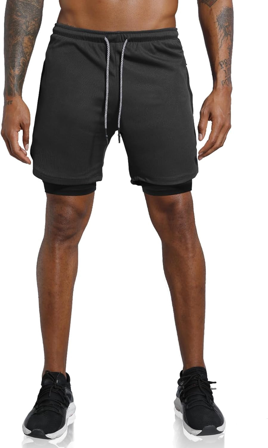 Men'S 2 in 1 Workout Running Shorts Lightweight Training Yoga Gym 7" Short with Zipper Pockets - WORLD TIME VISITS