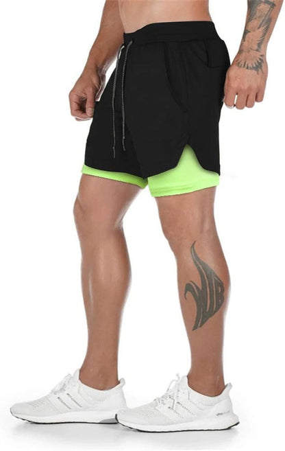Mens Running Shorts，Workout Running Shorts for Men，2-In-1 Stealth Shorts，7-Inch Gym Yoga Outdoor Sports Shorts
