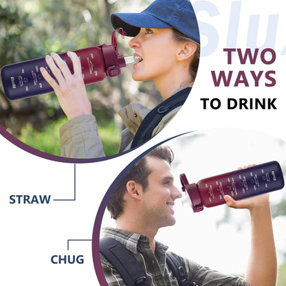 Insulated Water Bottle 32Oz with 2Lids,18/10 Stainless Steel 1000Ml Insulated Water Bottle Double Walled with Handle, Metal Canteen Keep Cold 48H Hot 24H for Men, Women & Kids