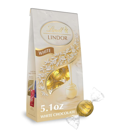 LINDOR White Chocolate Candy Truffles, White Chocolate with Smooth, Melting Truffle Center, 5.1 Oz. Bag