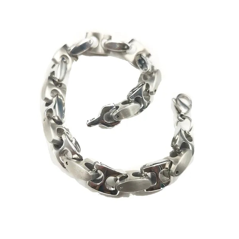 Men'S Bangle 316L Stainless Steel Silver Solid Large Chunky Curb Cuban Link Chain Bracelet Gifts for Men Boys 9Mm 8.5 Inch Heavy