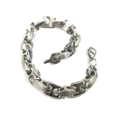 Men'S Bangle 316L Stainless Steel Silver Solid Large Chunky Curb Cuban Link Chain Bracelet Gifts for Men Boys 9Mm 8.5 Inch Heavy